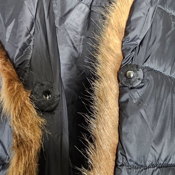 Dennis Basso Size Large Black Quilted Jacket WIth Fauz Mink Trim Puffer - Picture 6 of 7